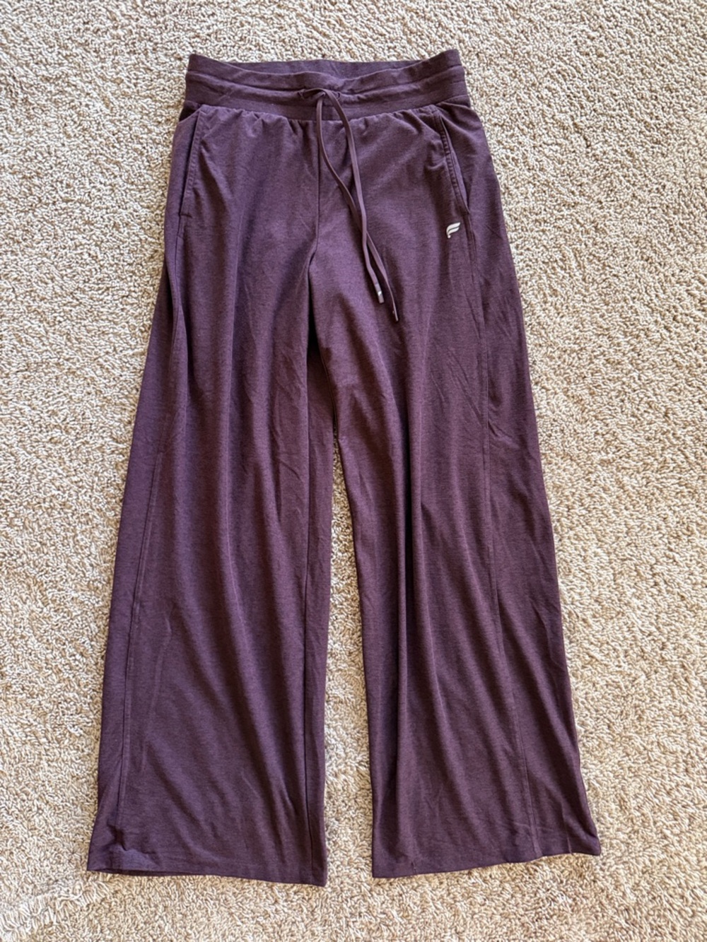 Fabletics Wide Leg Drawstring Lounge Pants in Deep Plum Small
